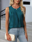 Pleated Round Neck Tank Top  Style Ratio