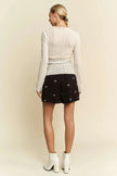 Davi & Dani Long Sleeve Sheer Small Embroidered Bows Lace Blouse  Style Ratio