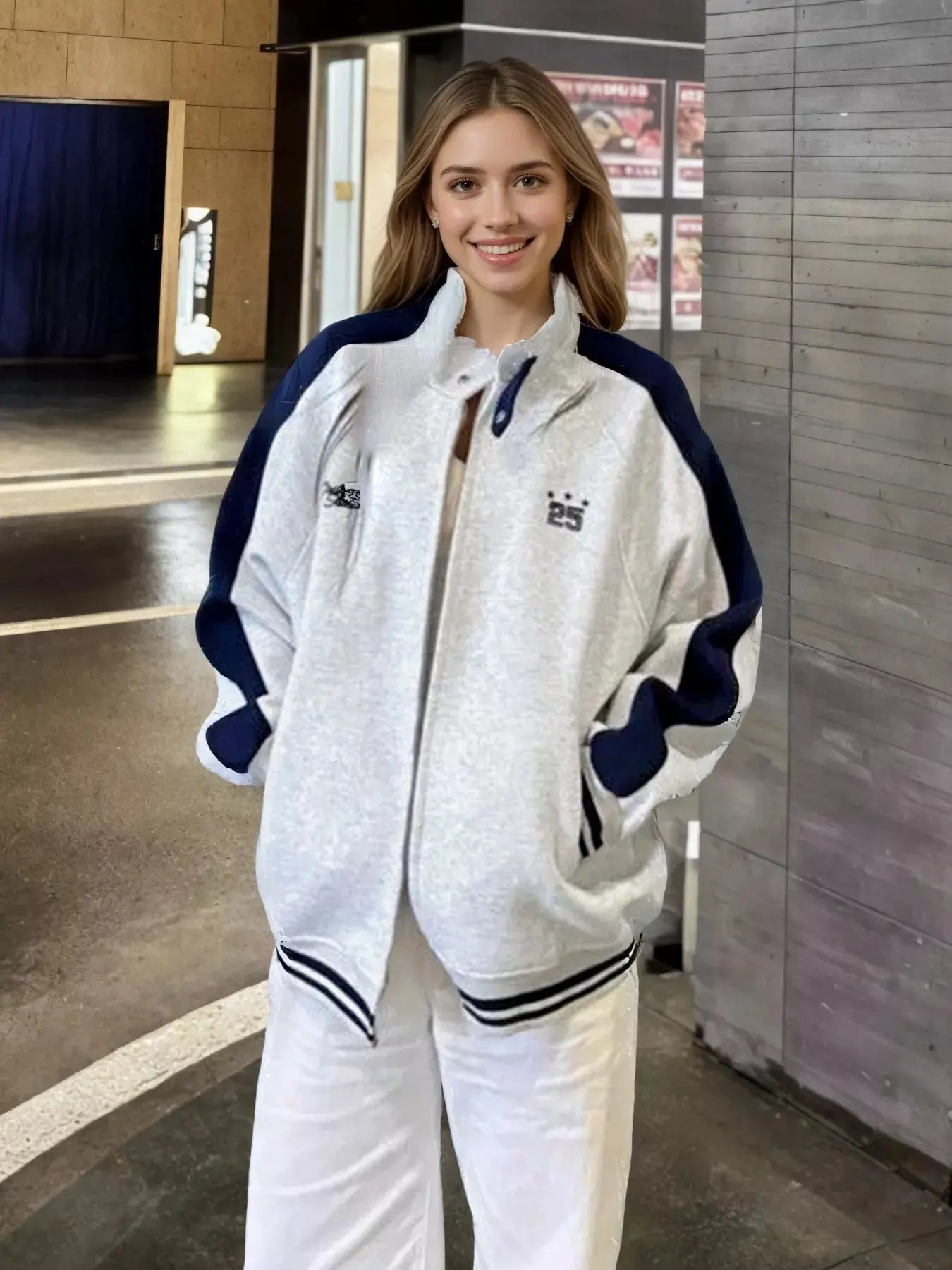 Zip Up Color Block Jacket  Style Ratio