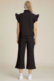 Double Take Full Size Texture Ruffle Short Sleeve Top and Wide Leg Pants Set  Style Ratio