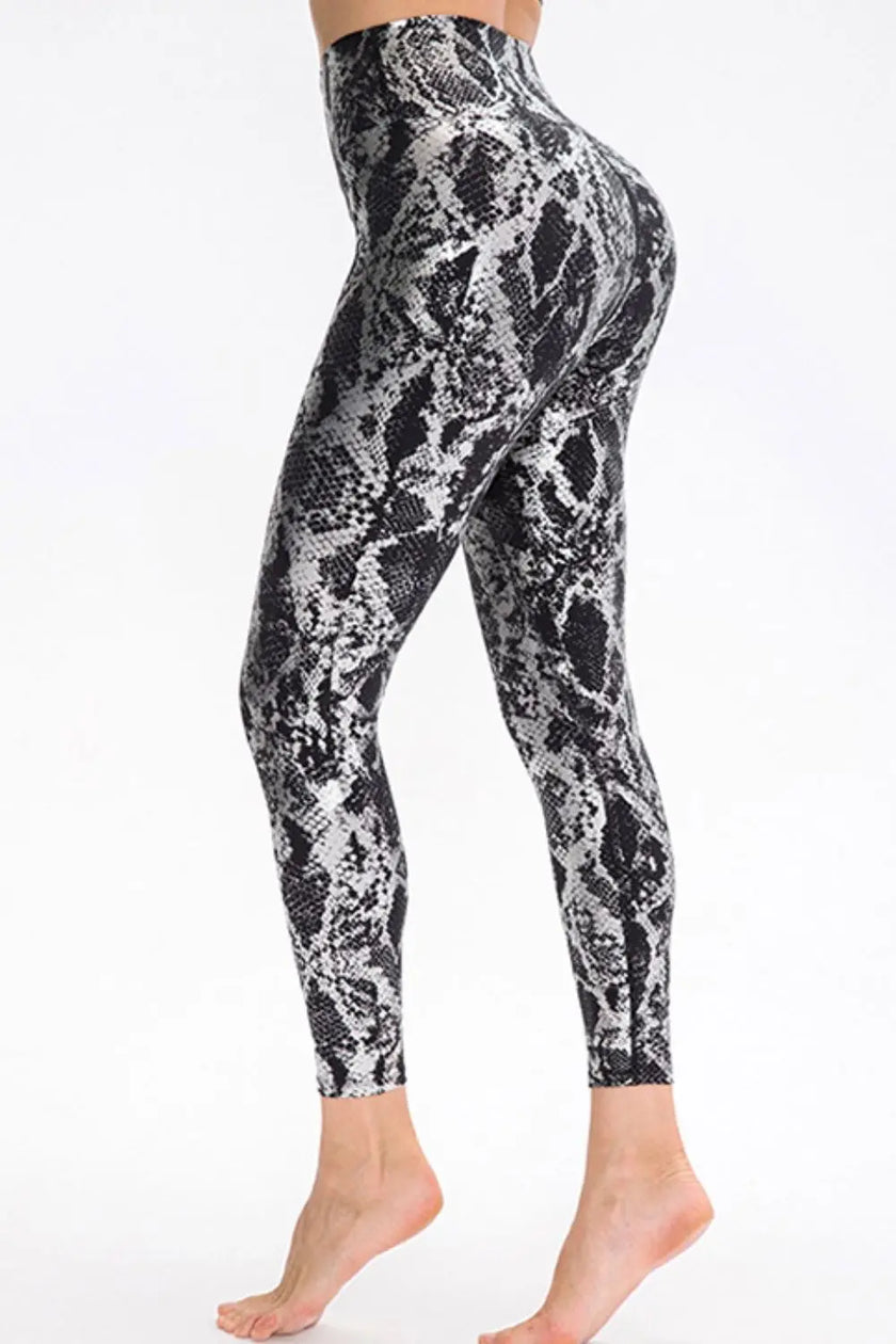 Animal Print Slim Fit Wide Waistband Long Sports Pants  Style Ratio
