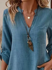 Notched Roll-Up Long Sleeve Shirt  Style Ratio