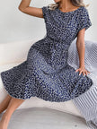 Floral Print Pleated Midi Dress with Belt  Style Ratio