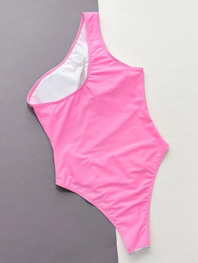 Contrast Panel One-Piece Swimsuit  Style Ratio