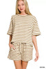 Zenana Striped Short Sleeve Tee & Shorts Set  Style Ratio