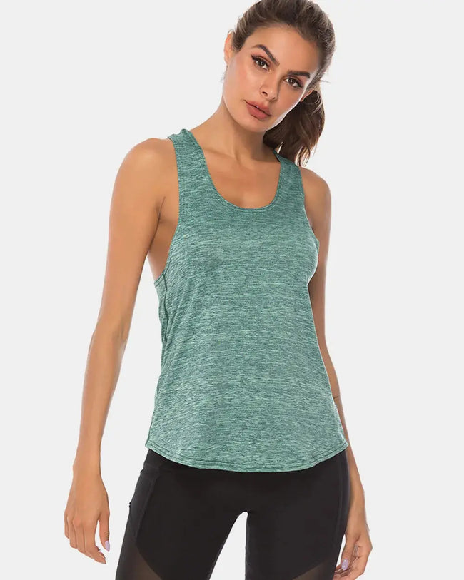 Full Size Scoop Neck Wide Strap Active Tank  Style Ratio