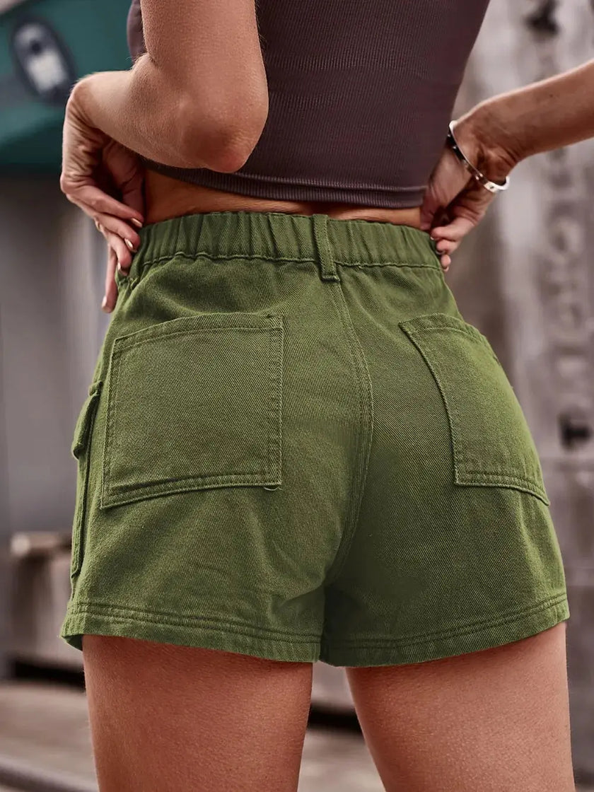 High Waist Denim Shorts with Pockets  Style Ratio