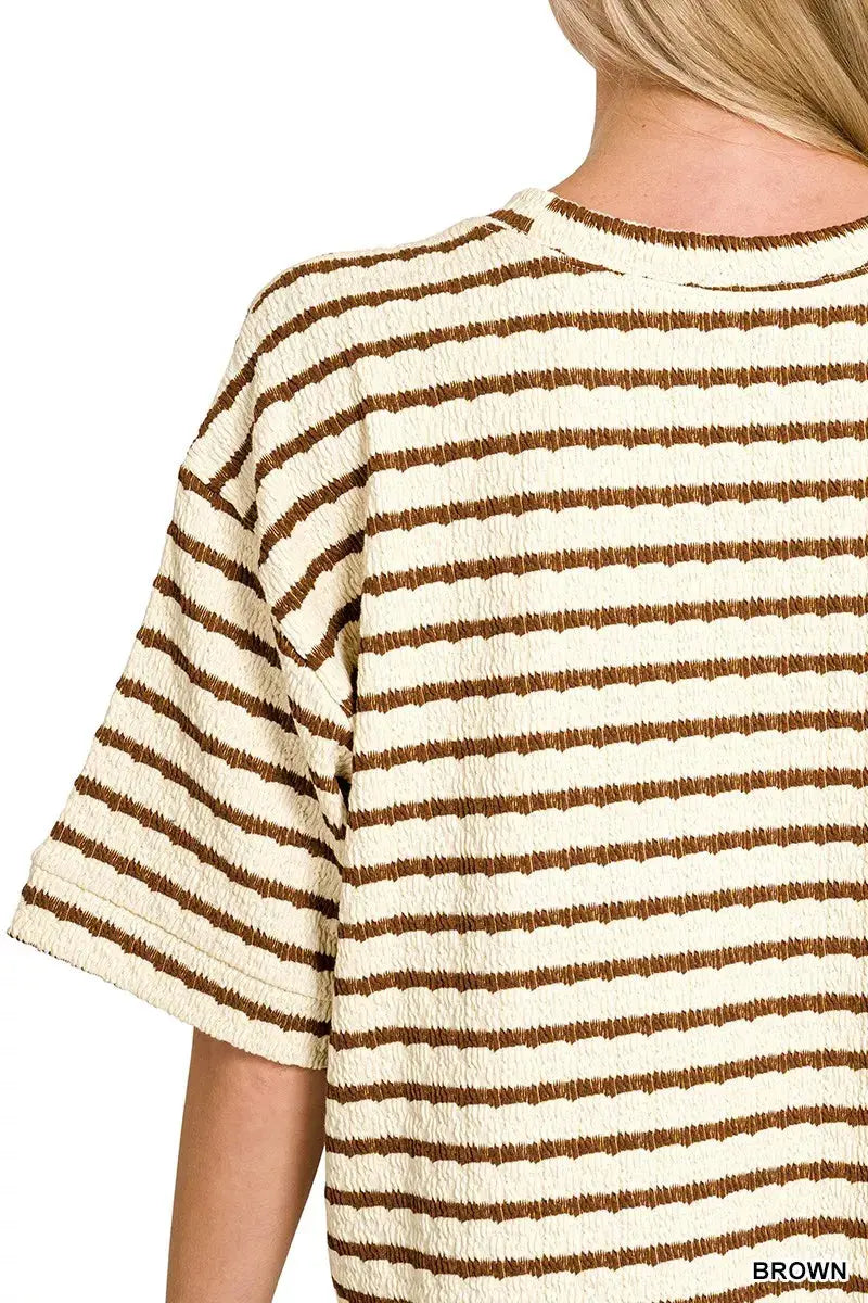 Zenana Striped Short Sleeve Tee & Shorts Set  Style Ratio