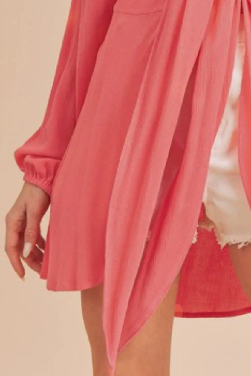 Aemi + Co Tied Collared Neck Long Sleeve Blouse  Style Ratio