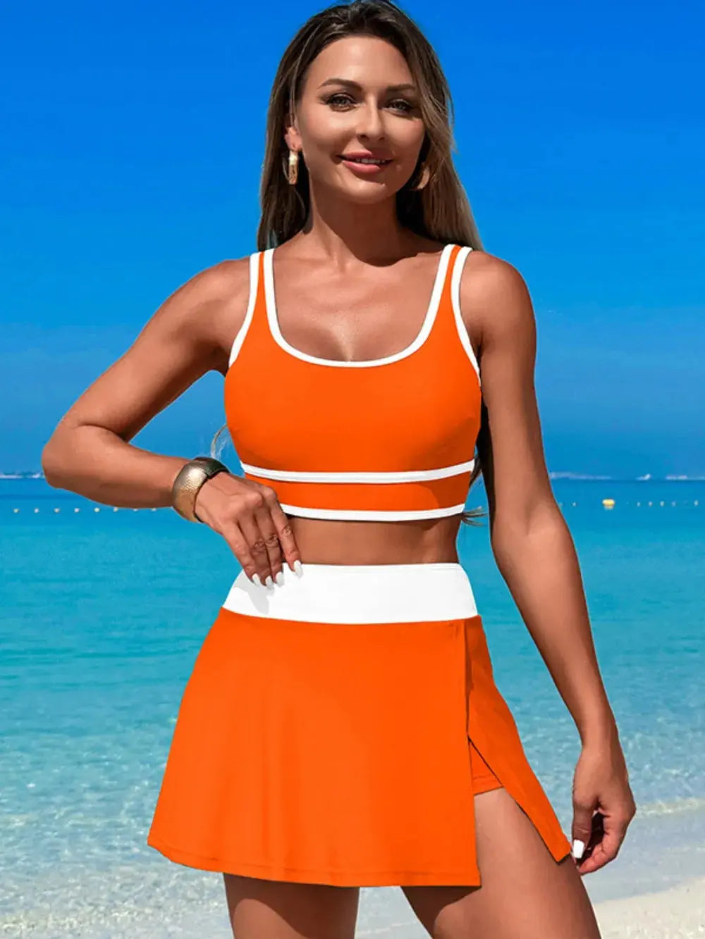 Scoop Neck Top and Skort Swim Set  Style Ratio