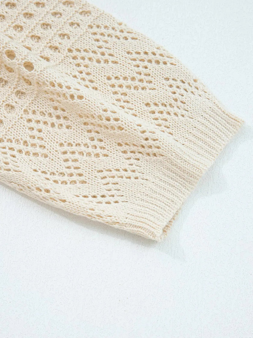 Hollowed Knit Open Front Cardigan  Style Ratio