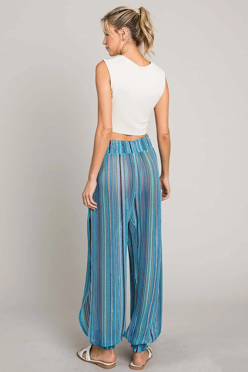 Cotton Bleu by Nu Lab Striped Smocked Cover Up Pants  Style Ratio