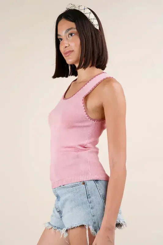 Very J Blanket Style Sleeveless Knit Tank  Style Ratio