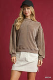 Umgee Velour Crewneck Balloon Sleeve Sweatshirt  Style Ratio