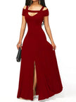 Elegant Off-Shoulder Slit Maxi Dress  Style Ratio