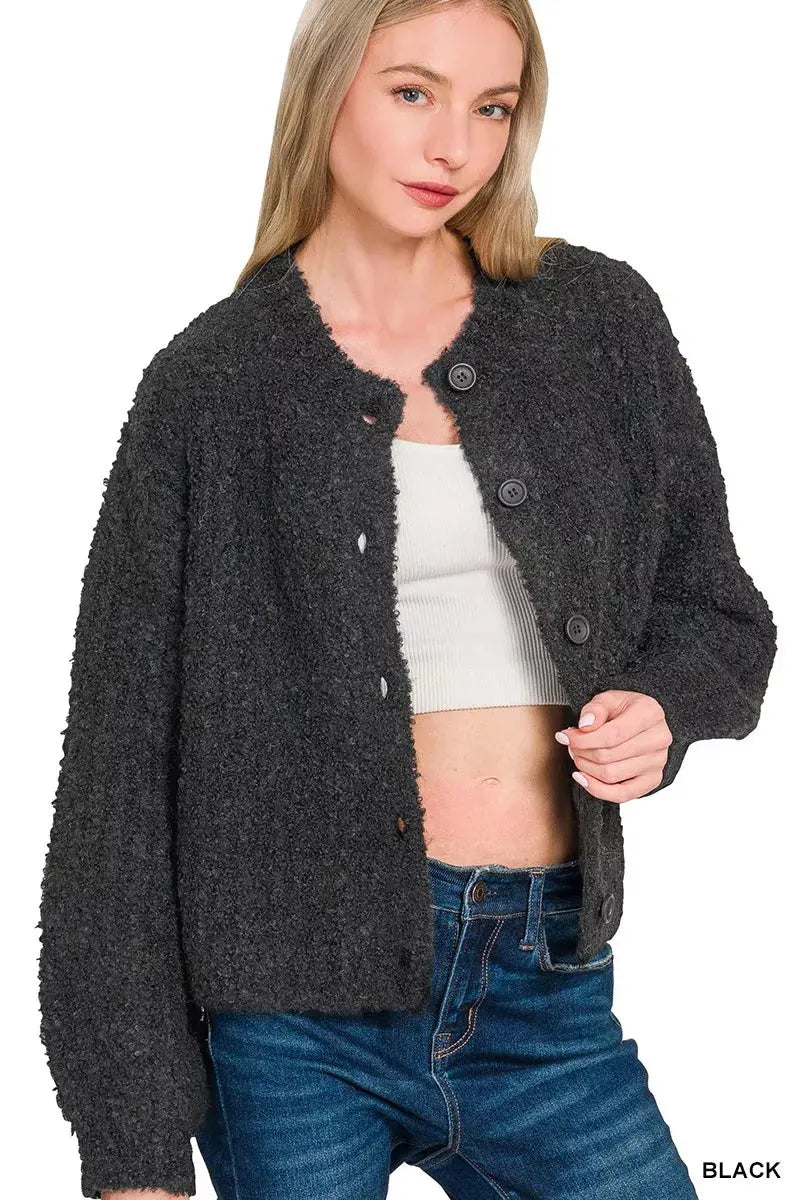 Zenana Button Down Wool Cardigan  Style Ratio