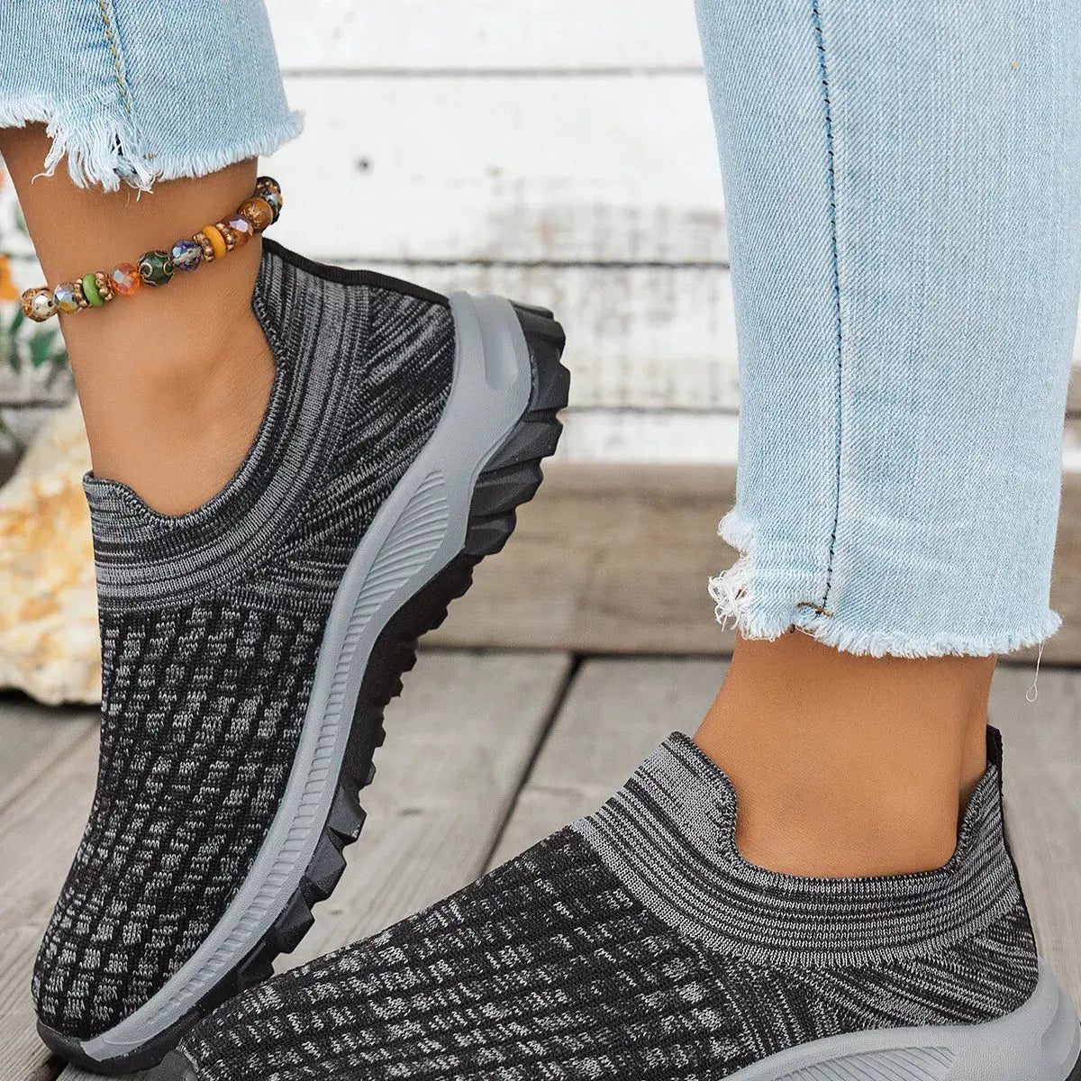 Round Toe Mesh Slip-Ons  Style Ratio