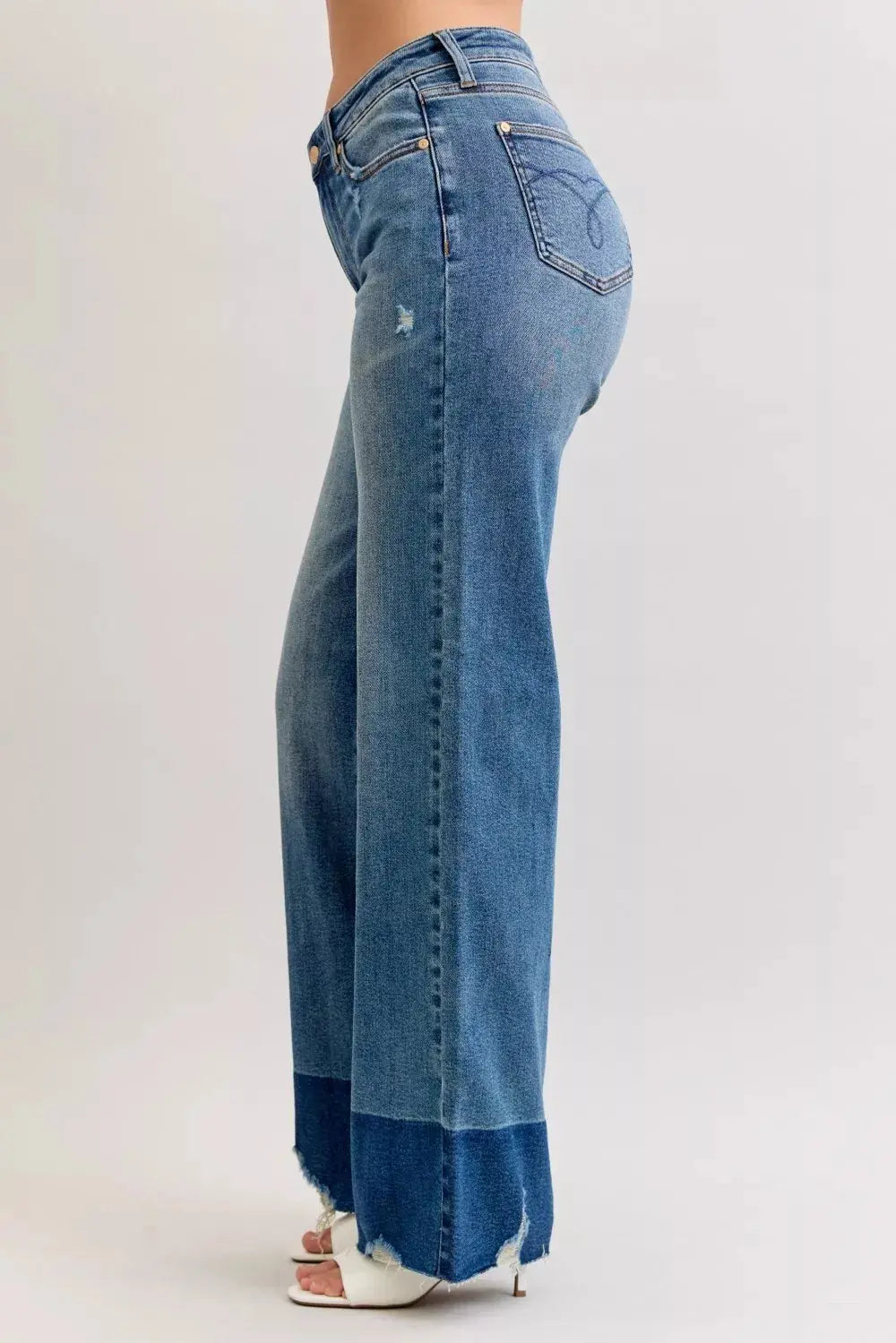 Judy Blue Raw Hem High Waist Column Straight Jeans  Style Ratio