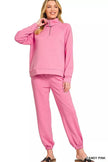 Zenana Scuba Half Zip Sweatshirts and Joggers Set  Style Ratio