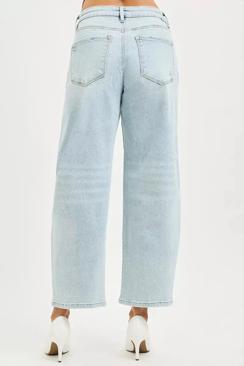 RISEN High Rise Crop Barrel Jeans  Style Ratio