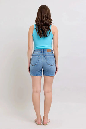 Judy Blue Full Size 2 Button Denim Shorts with Pockets Plus Size  Style Ratio