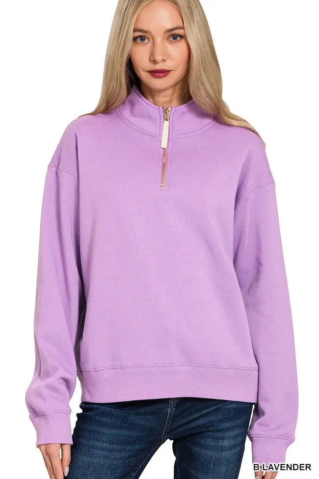 Zenana Fleece Half Zip Sweatshirt  Style Ratio