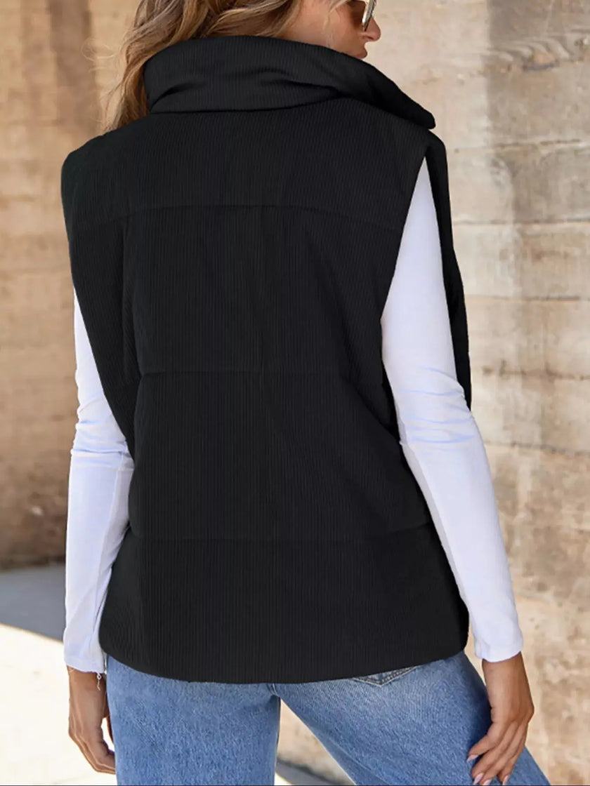 Corduroy Zip Up Vest Coat  Style Ratio