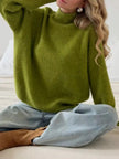 Mock Neck Dropped Shoulder Sweater  Style Ratio