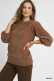 Umgee Textured Long Sleeve Sweater with Ribbed Trim  Style Ratio