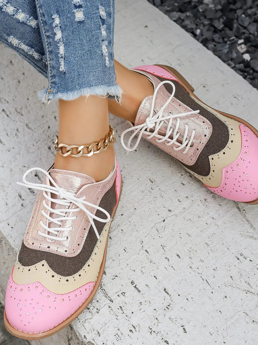 Round Toe Flats Color Block Loafers  Style Ratio