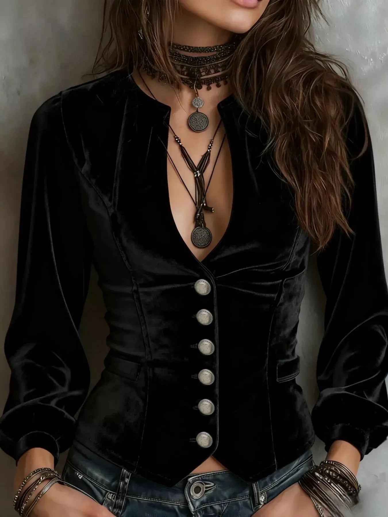 Velvet Button-Down Jacket  Style Ratio