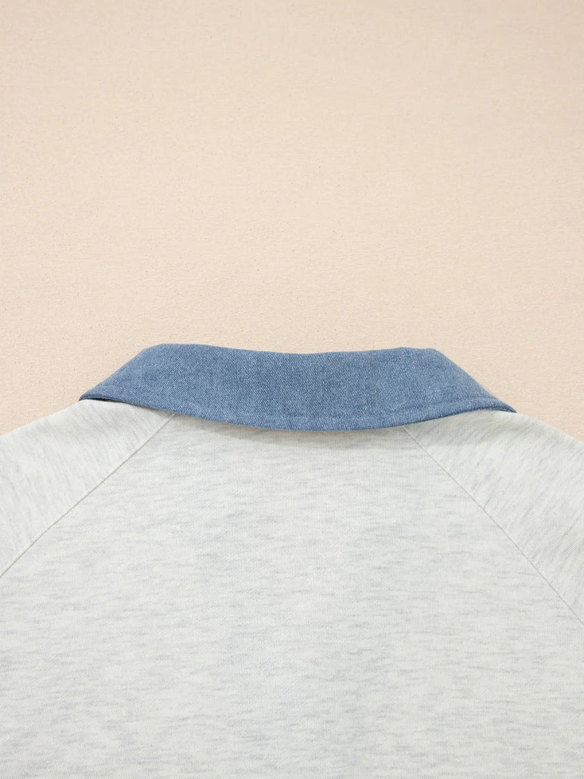 Color Block Button Detail Long Sleeve Shirt  Style Ratio