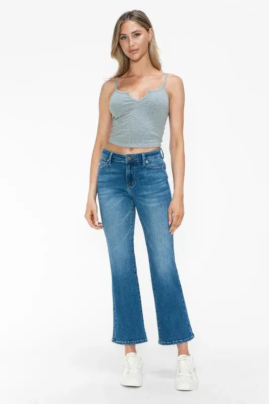 bytos Full Size Cat's Whiskers Mid Rise Ankle Jeans  Style Ratio