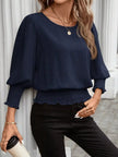 Smocked Waist Round Neck Blouse  Style Ratio