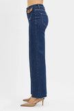 RISEN High Rise Wide Flare Jeans with Front Leather Pocket Detail  Style Ratio