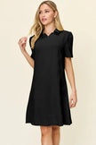 Double Take Full Size Texture Collared Neck Short Sleeve Dress  Style Ratio