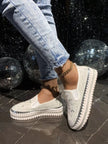 Rhinestone Embellished Platform Loafers  Style Ratio