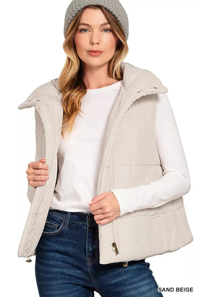 Zenana High Neck Zip-Up Coat  Style Ratio