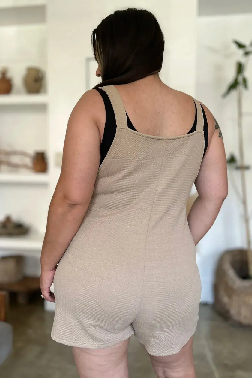 Double Take Full Size Texture Sleeveless Romper  Style Ratio
