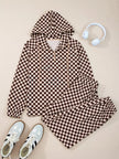 Checkered Drawstring Hoodie and Pants Set  Style Ratio