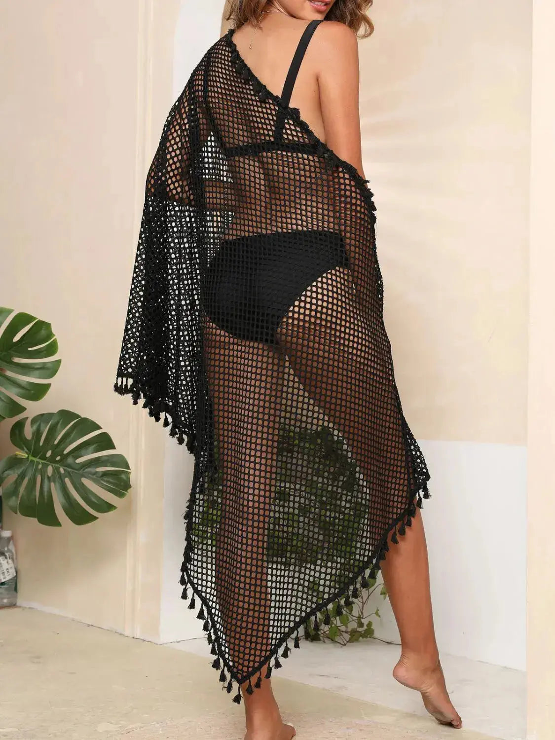 Tassel Openwork Open Front Cover-Up  Style Ratio