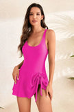 Drawstring Scoop Neck Wide Strap One-Piece Swimwear  Style Ratio