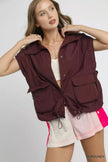 Umgee Drawstring Hem Nylon Vest with Pockets  Style Ratio