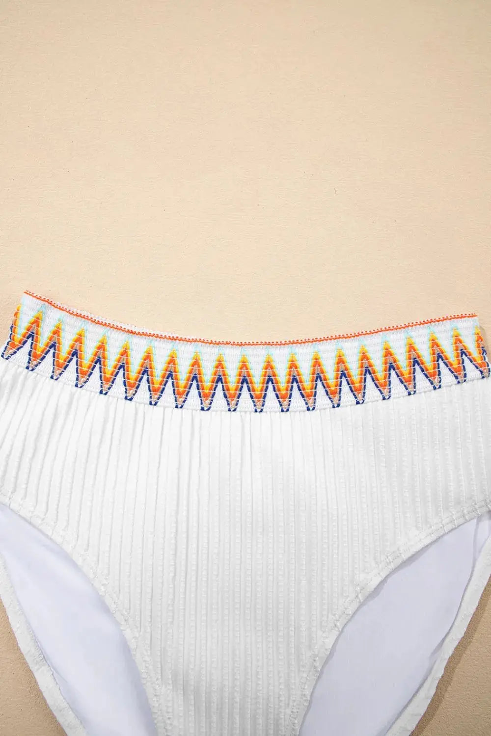 Textured Contrast Banding Bikini High Waist 2pcs Swimsuit  Style Ratio