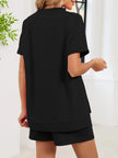 Round Neck Short Sleeve Shirt and Shorts Loungewear  Style Ratio