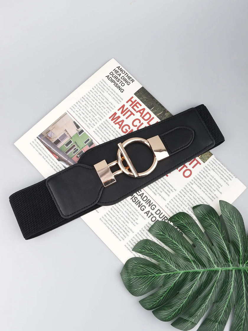 PU Elastic Wide Belt with Alloy Buckle  Style Ratio