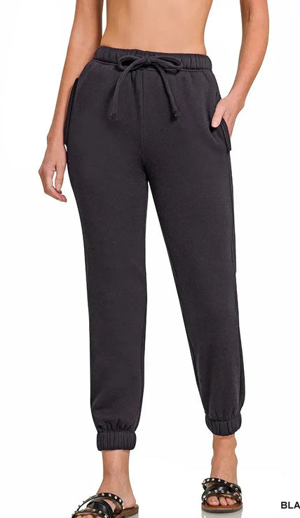 Zenana Fleece Drawstring Joggers With Pockets  Style Ratio