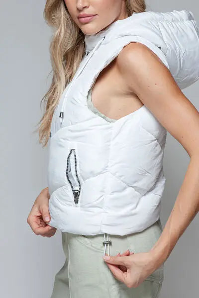 Snobbish Zip Up Quilted Hooded Vest  Style Ratio