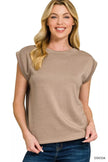 Zenana Scuba Round Neck Cap Sleeve Top  Style Ratio