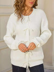 Ribbed Knit Bow Tie Cardigan  Style Ratio